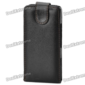LT26i - Protective PU Leather Top Flip Case w/ Plastic Holder for Sony Xperia S - Black