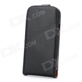 Protective Genuine Leather Top Flip Case for Samsung i9300 - Black
