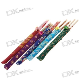 Traditionell Oriental Art trä Chopsticks med påsar (5-Pack)