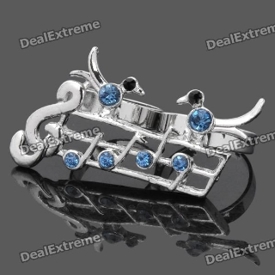 Fashion Compact 2-finger Ring - Blue + Silver