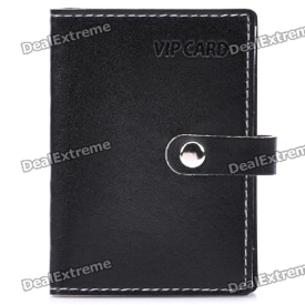 Stylish PU Leather Vertical Card Holder Case Bag - Deep Blue (10-Pocket)