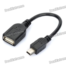 Mini 5pin to USB Female OTG Data Cable - Black