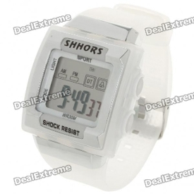 Fashion 1" LCD Multicolored Display Digital Wrist Watch w/ Date/Alarm/Stopwatch - White