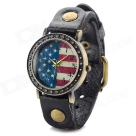 D2-1 US Flag PU Band Analog Quartz Wrist Watch