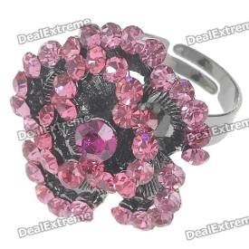 Pretty Austrian Crystal Rose Ring (Pink Topaz)