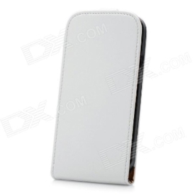 Protective Genuine Leather Top Flip Case for Samsung i9300 Galaxy S3 - White