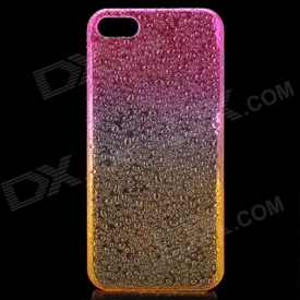 Raindrop Pattern Protective ABS Back Case for iPhone 5 - Transparent Deep Pink + Orange 