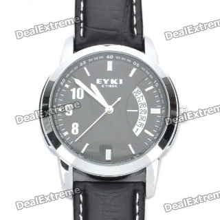Stylish PU Leather Band Water Resistant Quartz Wrist Watch 