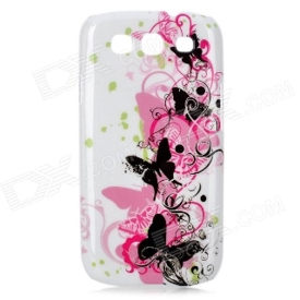 Elegant Butterfly Pattern Protective Case for Samsung Galaxy S3 i9300 - White + Black + Pink