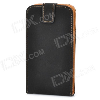 Protective ABS + PU Leather Flip-Open Hard Case for Samsung i9300 Galaxy S3 - Black