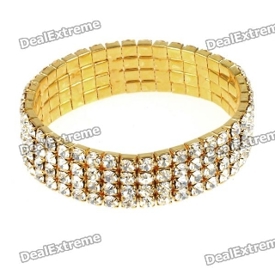 Bridal Wedding Austrian Crystal 18KP 4-Row Stretch Bracelet (Golden)