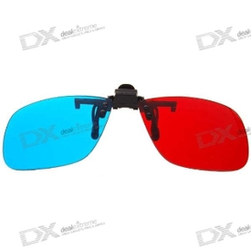 Återanvändbara Clip-On Anaglyphic Röd + Blå 3D glasögon