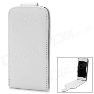 Protective PU Leather Top Flip-Open Case for iPhone 5 - White 