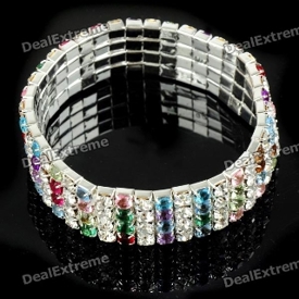 Bridal Wedding Austrian Crystal 18KP 4-Row Stretch Bracelet (Multicolor)