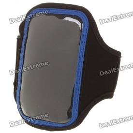 Neoprene Sports Armband Armlet for iPhone 4 - Black + Blue