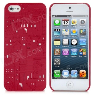 Bump Castle Pattern Protective Plastic Back Case for iPhone 5 - Red 