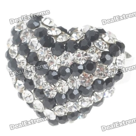 Pretty Austrian Crystal Heart Cut Ring (Black)