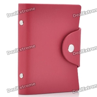 Stylish PU Leather Business Credit Card Holder Case Bag (18-Pocket / Red)