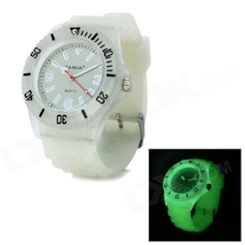 SANDA Fashion Analog Quartz Silicone Band Plastic Wrist Watch - White
