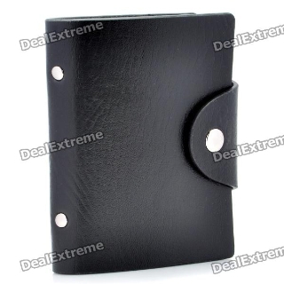 Stylish PU Leather Business Credit Card Holder Case Bag (18-Pocket / Black)