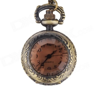 Vintage Diamond Style Quartz Necklace Watch - Copper