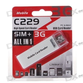 USB 2.0 SDHC SIM/SD/M2/MMC/MS/3G Card Reader