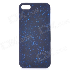 Protective Matte ABS Back Case with Dots for iPhone 5 - Black + Blue 