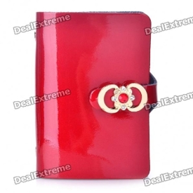 Stylish Matte PU Leather Card Holder - Red (Holds 24-Piece)