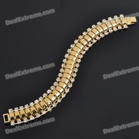 Elegant Imitated Diamond Alloy Bracelet - Gold