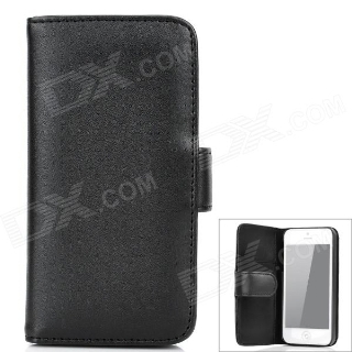 Protective Flip-Open PU Leather Case for iPhone 5 - Black 