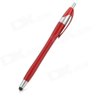 2-in-1 Capacitive Touch Screen Stylus Pen w/ Ballpoint Pen for Cell Phone - Red + Silver