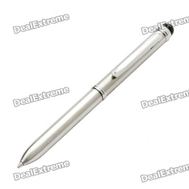 Stainless Steel 2-in-1 Black/Red Ballpoint Pen + Capacitive Stylus Pen for Smartphone