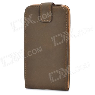 Protective ABS + PU Leather Flip-Open Case for Samsung i9300 Galaxy S3 - Brown + Black