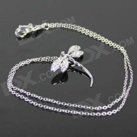 925 Silver Dragonfly Style Pendant Chain Necklace - Silver
